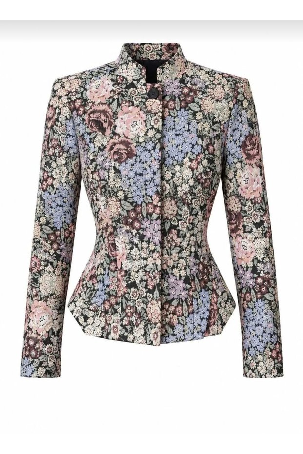 Floral Patterned Tapestry Collar Jacket