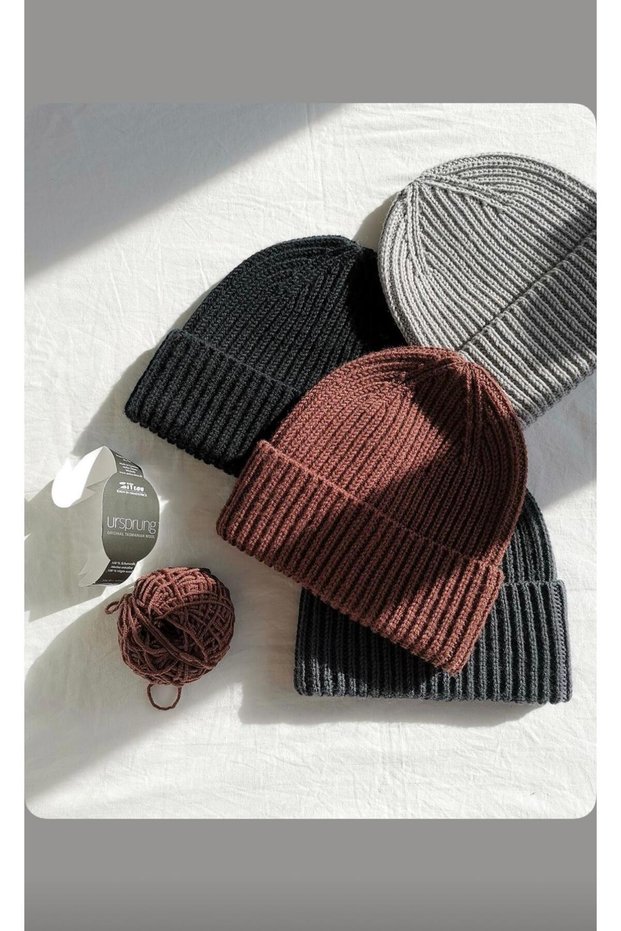 Unisex Foldable Gray-Black-Brown-Smoke 4-Piece Beanie Set