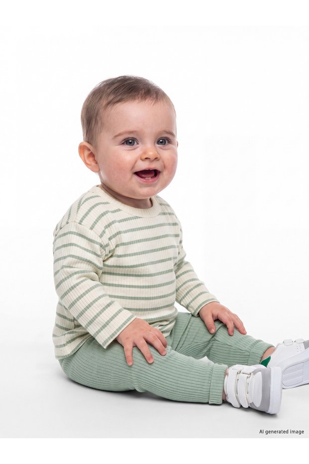 Lcw Baby Green Striped Baby Boy Suit