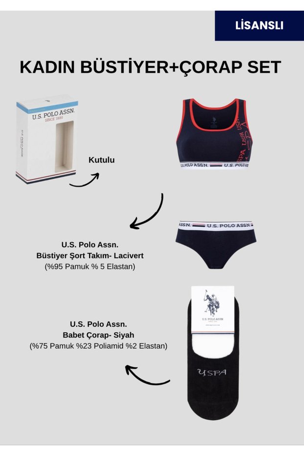 Women's 95% Cotton, 5% Elastane, (with Socks as a Gift), Bustier Set.