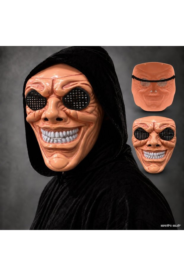 Spt-Gld Black Mesh, White Toothed, Skin-Tone, Smiling Face Mask (214853)