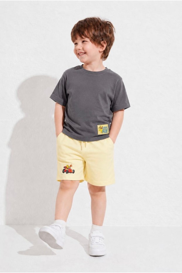Li̇mi̇ Boy's Soft-Combed Cotton Shorts Set