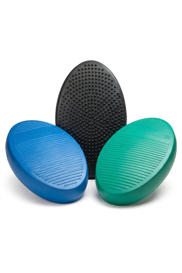 Stability Trainer Balance Pad, Oval Non-Slip Ridged Surface for Balance Exercises, Physical Therapy, Strength Training and Fitness, Available in Blue Soft, Green Firm and Black Extra-Soft