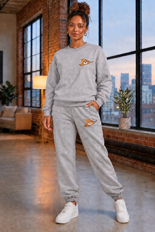 Sifir Yaka Shardon Tracksuit Seasonal Logo Zippered Bear Printed Women / Girl Model