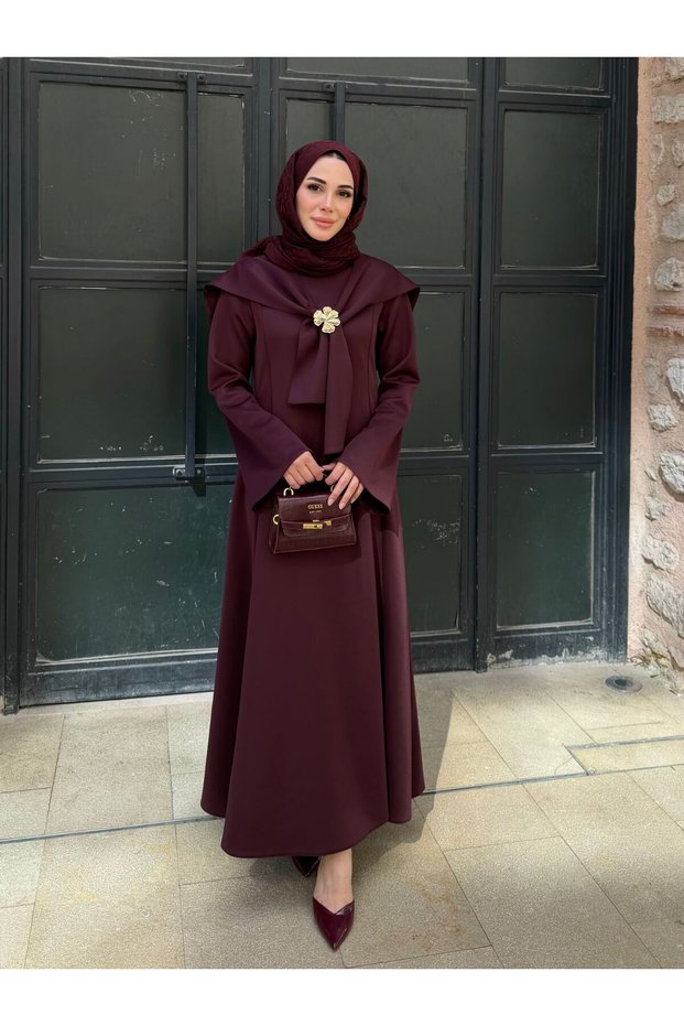 Almira Scuba Dress, Plum Color