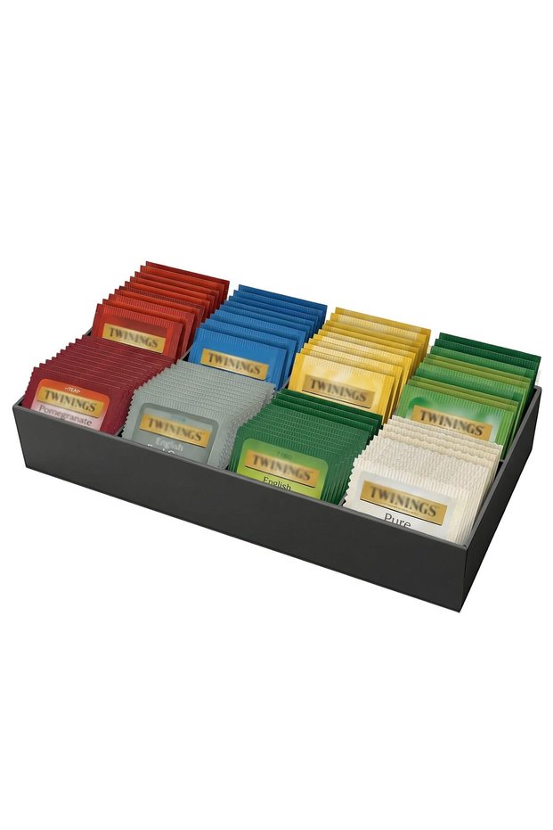 Tea Bag Storage Box, Acrylic Desktop Organizer, Multi Compartment Clear Container, For Tea Packets H