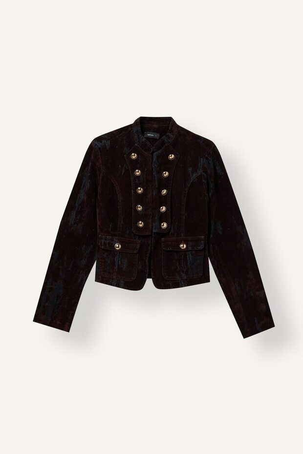 Regular Fit, High Collar, Metal Button, Cotton-Lined Jean Jacket I8458Ax26Wn