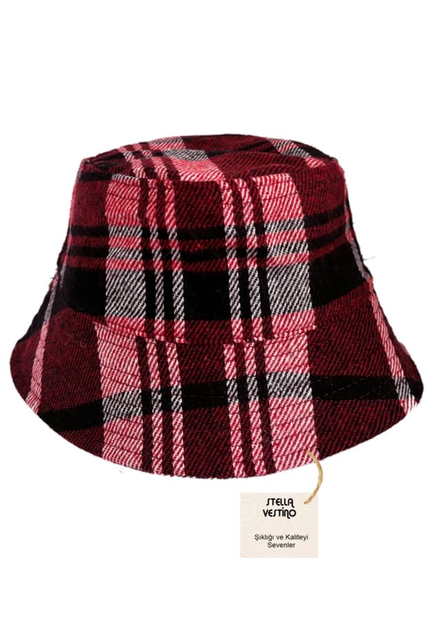 Unisex Plaid Winter Wool Bucket Hat - Lumberjack Fabric Checkered Bucket Hat