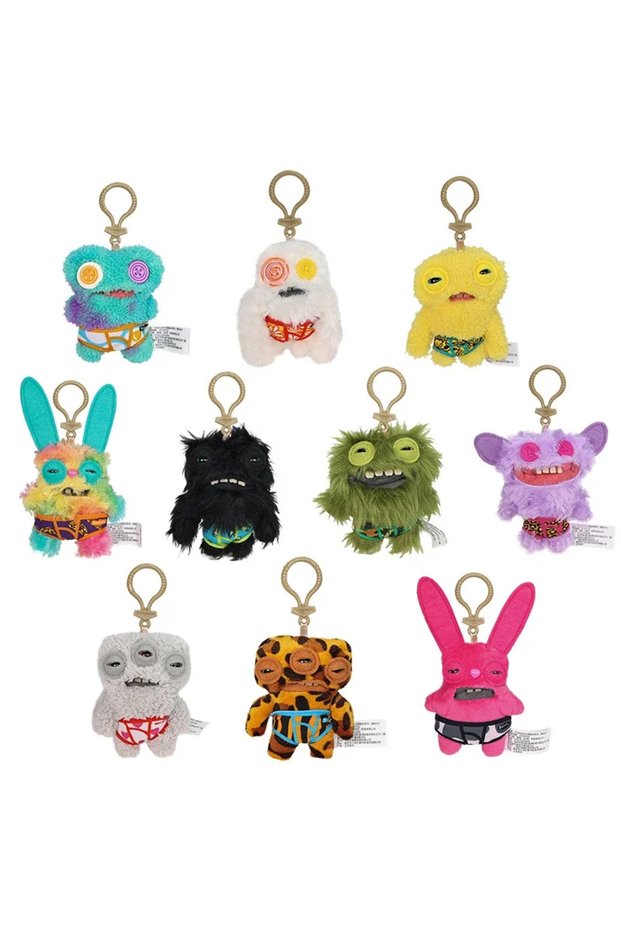 1Pcs Random A Fuggler Soft Plush Dolls Keychain Ugly Grin Cute Teeth Monster Pendant Fugg Cartoon Fu