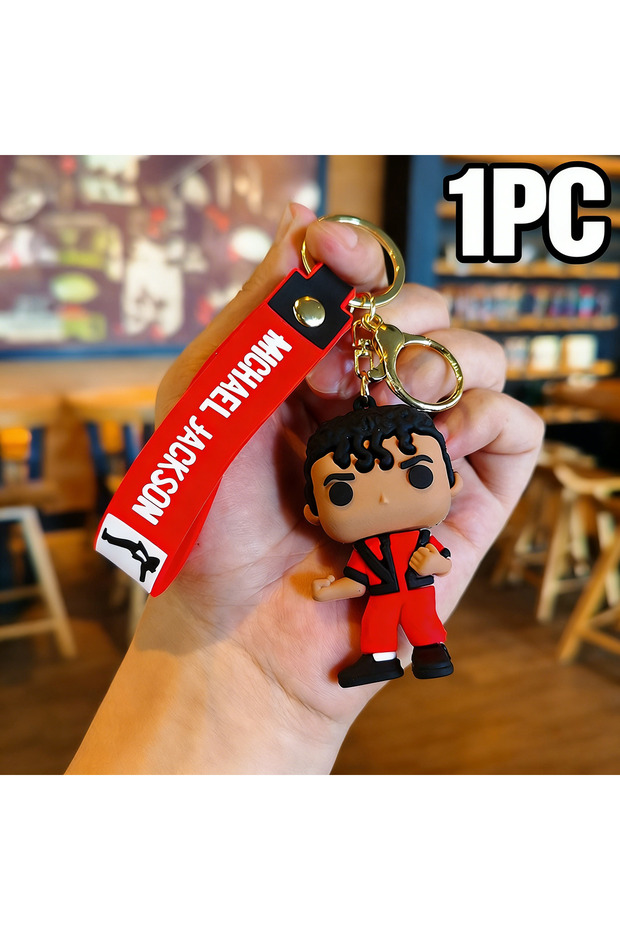 A(1PC) 4 Styles Classic King of Dance Jackson Keychain Singer Key Ring Holder Pendant Key Cha