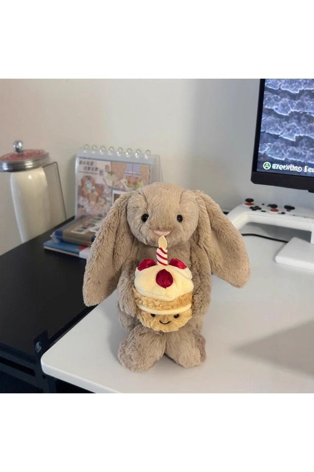 A-31cm Cute Bunny Hood Bathrobe Teddy Bear Plush Doll Soft Stuffed Animal Sofa Decor Birthday Valent