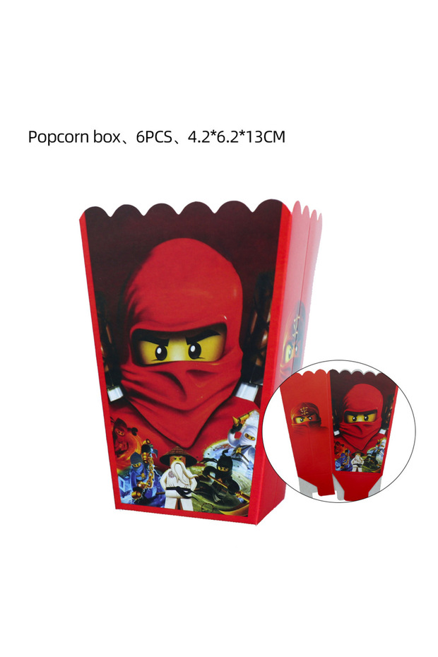 Other Popcorn box-6pcs Cartoon Ninja Theme Birthday Party Decorations Cute Balloons Plates Banner Ta