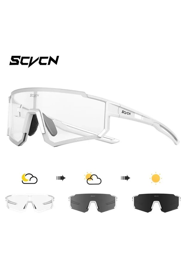 08 SCVCN Color Photochromic Cycling Sunglasses for Men Women Road Mountain Bike Glasses and Casual H