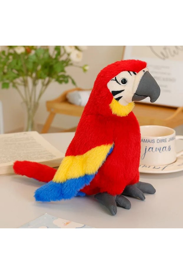24cm Red Printing Parrot Plush Toys Vivid Lifelike Stuffd Parrot Doll Soft Cozy Colorful Bird Toys C