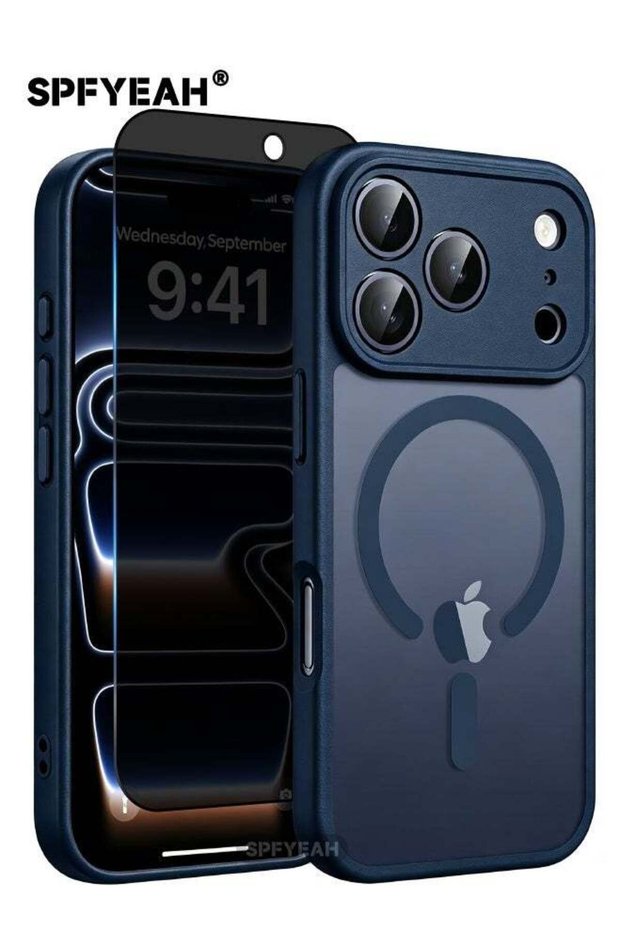 [2 في 1] غطاء حماية لهاتف iPhone 17 Pro مع واقي شاشة للخصوصية، غطاء منزلق للكاميرا، مدمج بحماية 360 درجة °