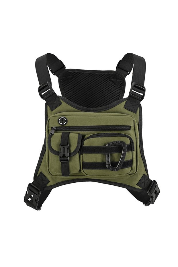 Other green Tactical Function Men's Breast Bag, Outdoor Riding Multi-function Vest Bag, Waterproof a