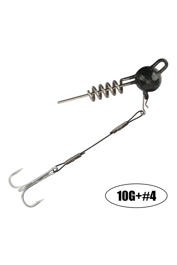 10g-No 4 Spinpoler Pike Stinger Fishing Rig Jighead With Coil Spring Screw Connector Set For Soft Ba
