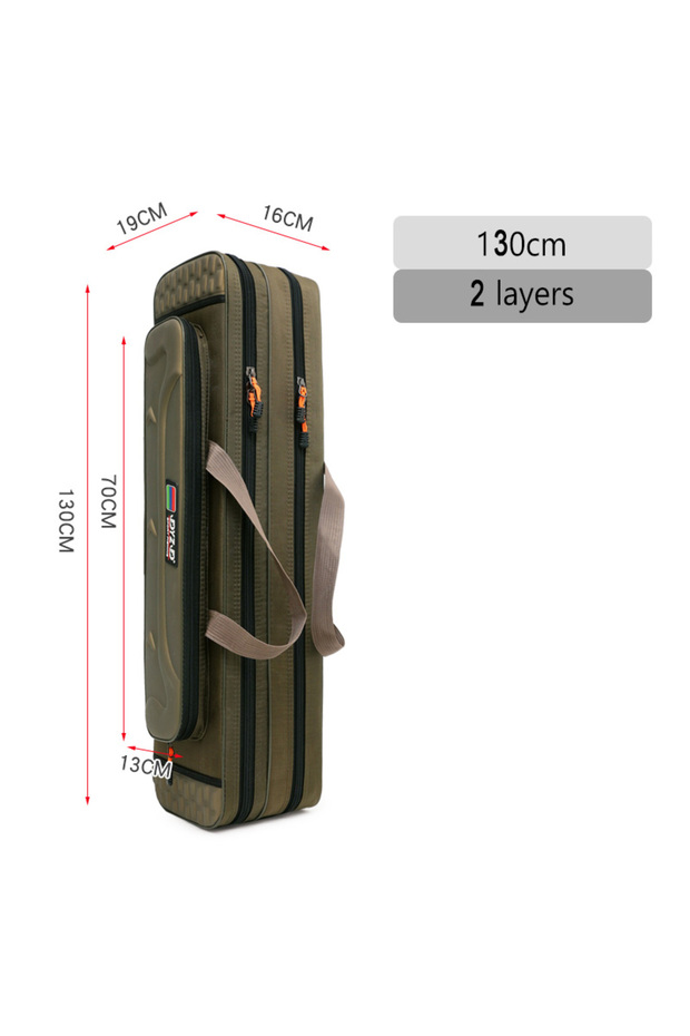 2 layer 130cm Multifunctional Fishing Rod Bag Spinning 2/3/4 Layers 80-130CM 1680D Oxford Reel Pole