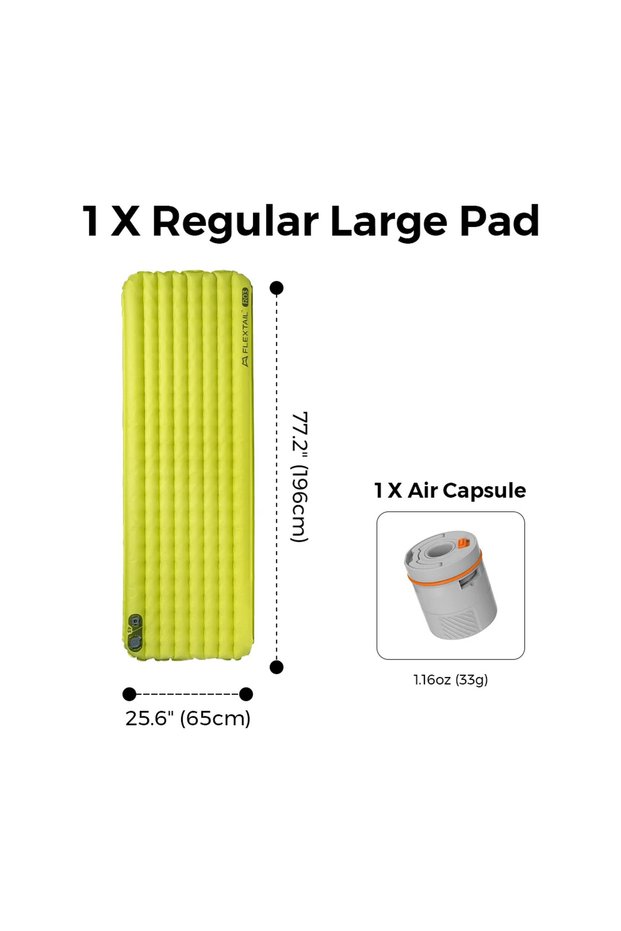 R03 Regular Large FLEXTAIL Insulated Sleeping Pad, Ultralight Inflatable Camping Mattress (Zero Seri