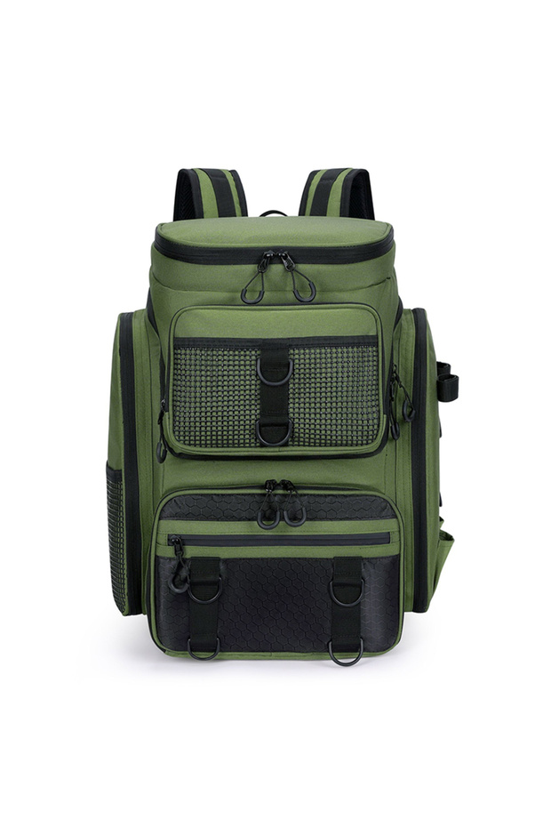 Green 50L Fishing Bag with Rod Holders Chest Bag Fish Tackle Lure Organizer Storage Backpack Outdoor