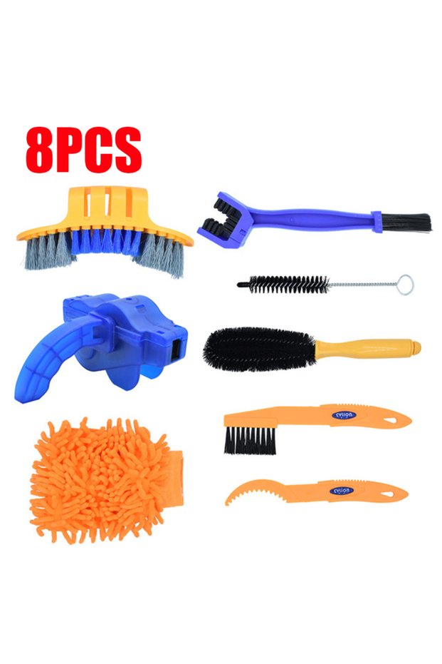 8PCS Bicycle Chain Cleaner Set Bike Cleaning Kit Outdoor Cycling Cleaning Tool Mountain Road Bikes C