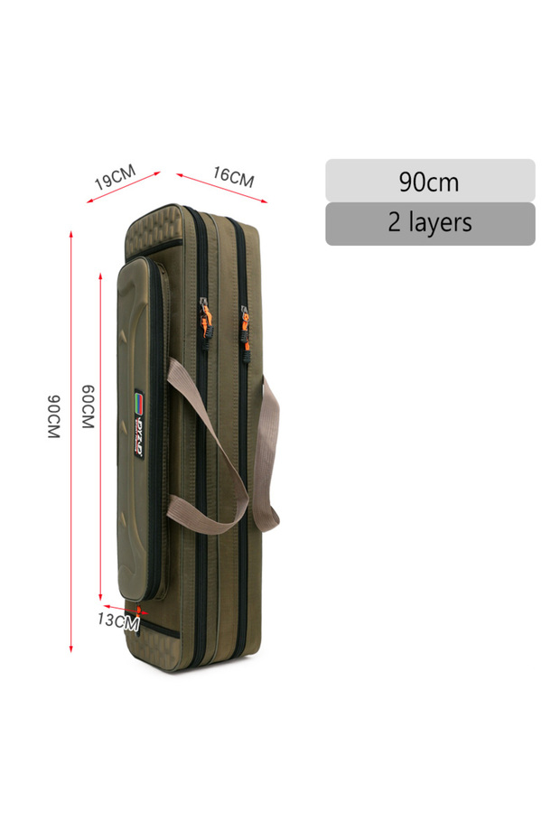 2 layer 90cm Multifunctional Fishing Rod Bag Spinning 2/3/4 Layers 80-130CM 1680D Oxford Reel Pole G