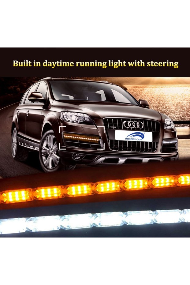 16LED 50CM 2x Flexible Crystal Angel Tears Auto LED Strip Light With Turn Signal DRL Daytime Running
