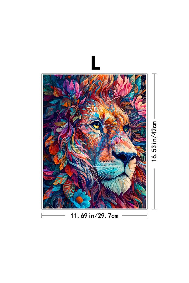 K278-L Unique Wooden Jigsaw Puzzles - Lion, Luxurious Animal Shaped Wood Puzzle, Beautiful Package,