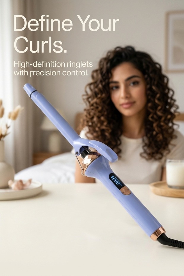Portable Curling Iron for Women, Anti-Scald Ceramic Barrel Hair Curler, Ergonomic Design for Home and Salon Hairstyling