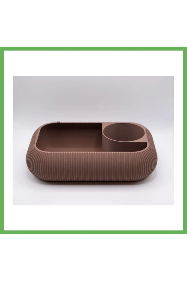 3D Printed Rotating Makeup and Bathroom Organizer, Striped, Two-Tier Rotating Design, Gen01.
