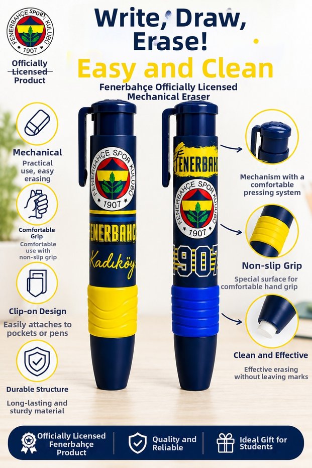 Licensed Rocket Eraser with Eraser Mechanism—Non-Marking Eraser for Elementary School—1 Piece