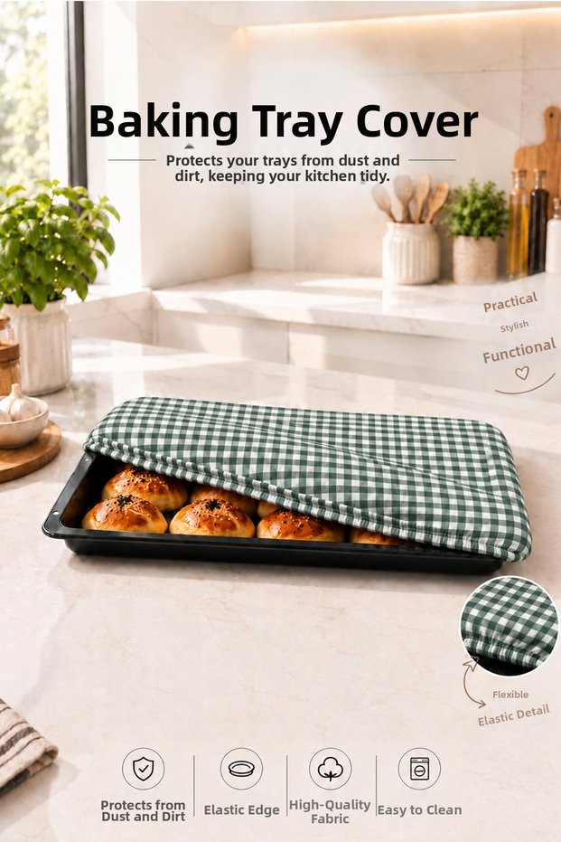 Red Gingham Elastic Baking Sheet Cover, Dust and Dirt-Proof Sheet Cover