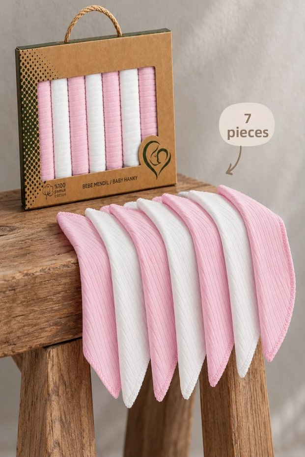 7-Pack Baby Wipes (Boys and Girls) - Burp Cloths - 100% Cotton Baby Wipes 20 cm x 20 cm - Gift Set - In a Box