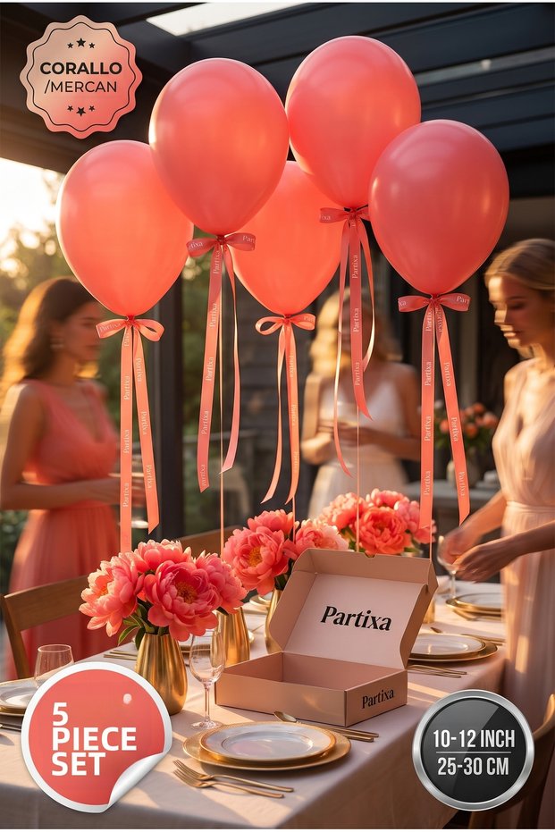 Set of 5 Coral (Corallo) Premium Latex Balloons - 10-12 Inches (25-30 cm) Helium-Compatible Party Balloons