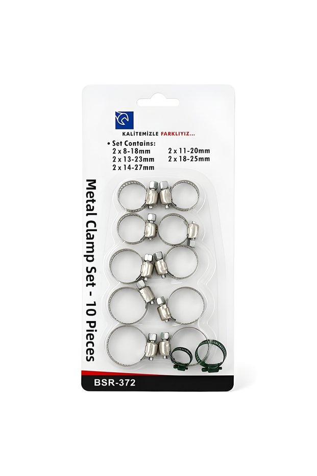 Metal Clamp Set: 10-Piece Hose Clamp Set