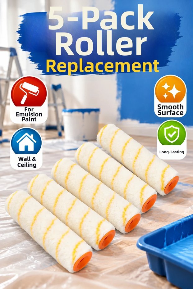 5-Piece Paint Roller Set – For Wall and Ceiling Applications with Emulsion Paint