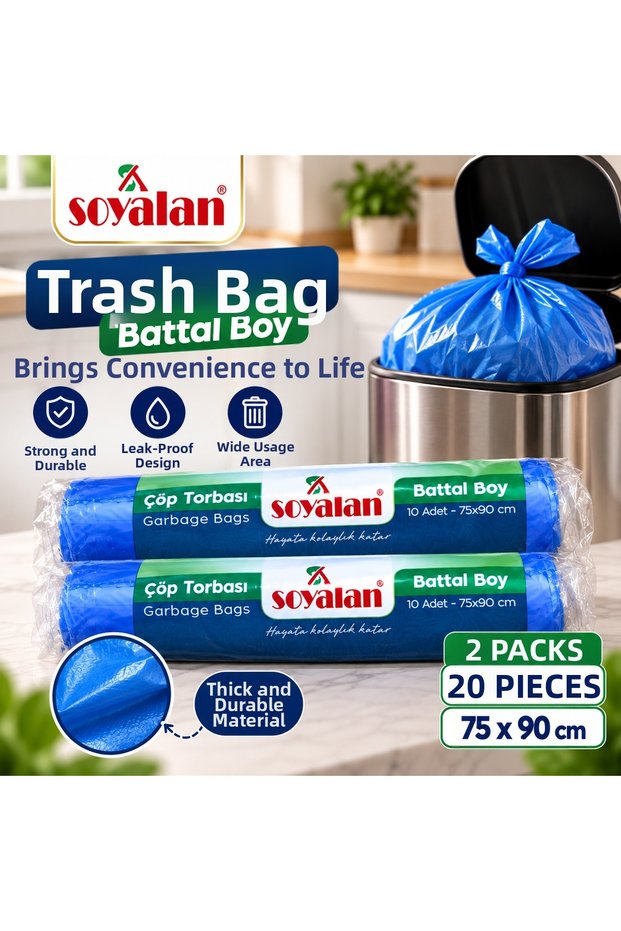 Battal Boy Trash Bags, 2-Pack – 20 Count – 75 × 90 cm