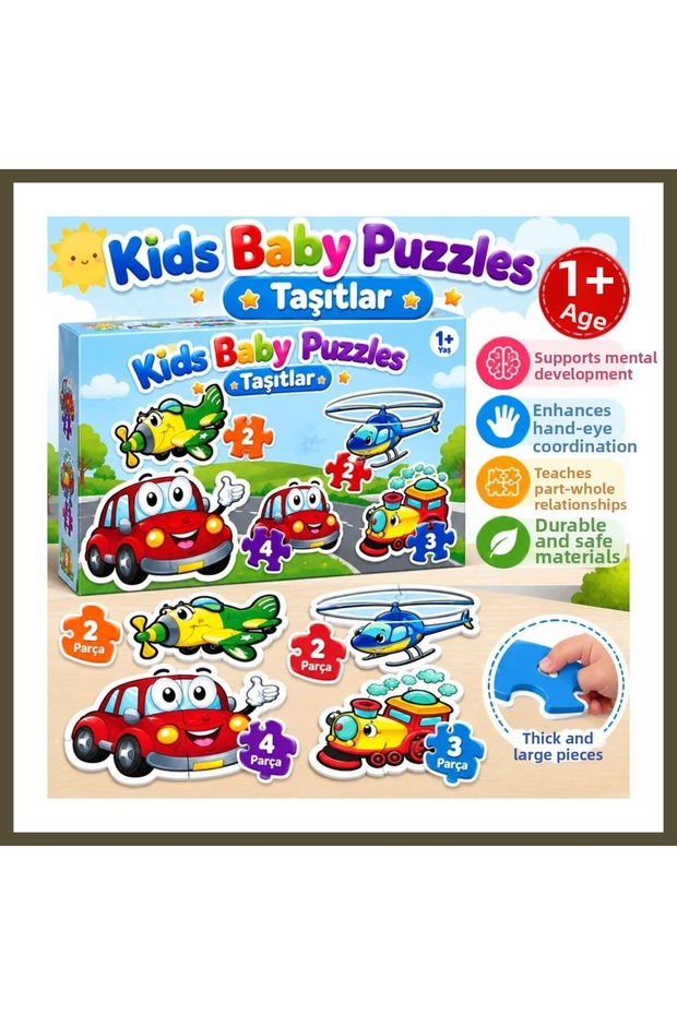 LCBYB00 Kids Baby Puzzles - Vehicles / 2+2+3+4-Piece Puzzle / Ages 1+ BX