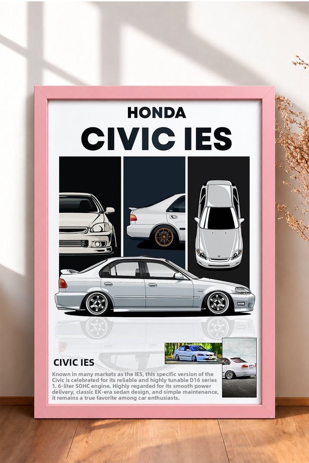 White Classic Japanese Sedan Framed Art Print Car Poster for Garage or Office Wall Decor OTO038