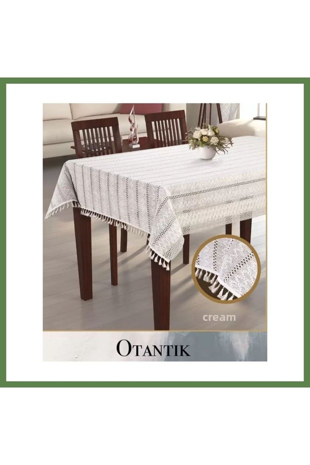 150x260 cm Authentic Cream Cotton Tablecloth—Modern and Elegant Dining Table Decor HB006