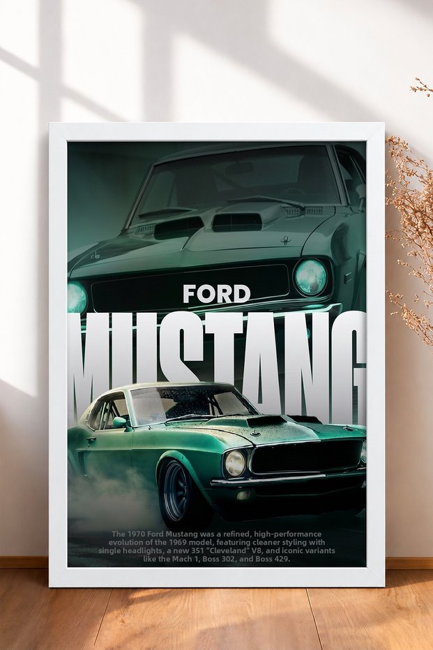 Green Classic American Muscle Car Framed Art Print Car Poster for Garage or Office Wall Decor OTO221