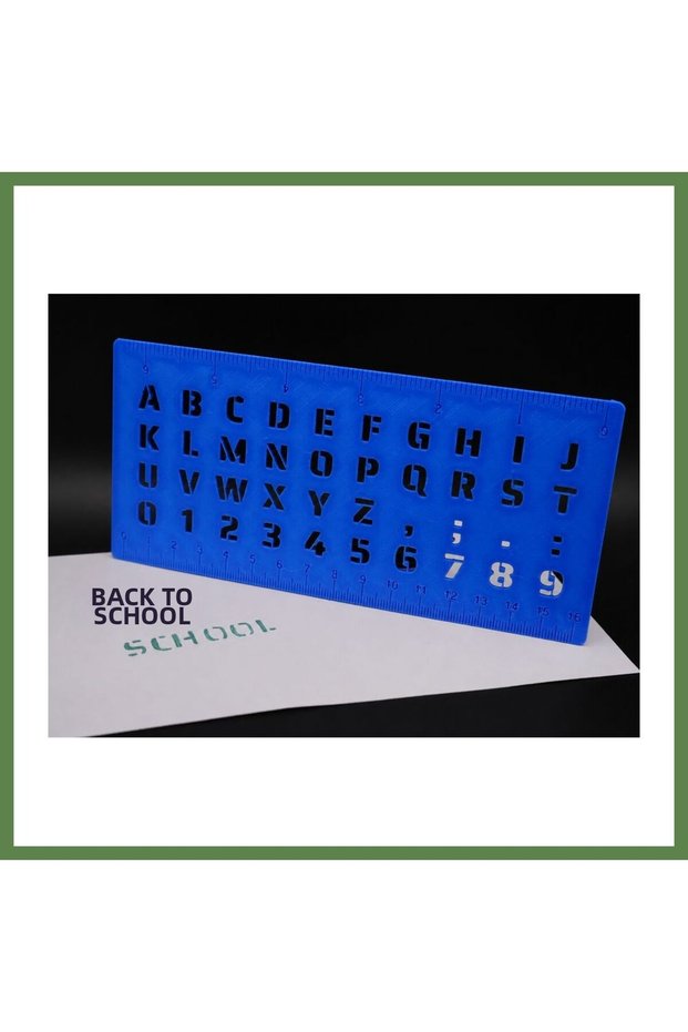 3D Printing Alphabet, Numbers, and Ruler Template - Writing and Drawing Template - Blue HB006