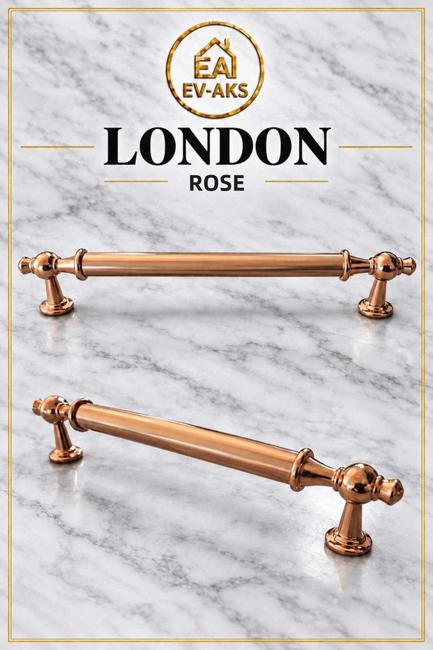 Rose-finish 160mm cabinet drawer handles for home, office, bathroom, and kitchen