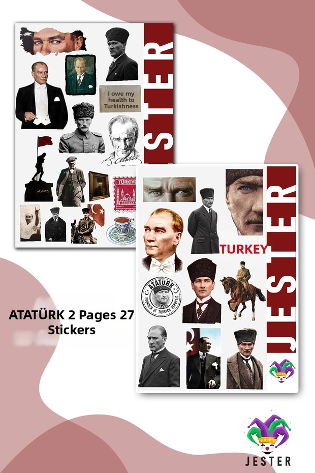2 Pages with an Atatürk Theme, Stickers, Decals, Diary, Planner, Bullet Journal, Journal, Scrapbook