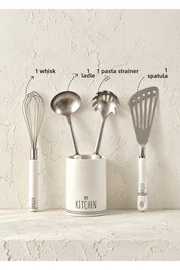 My Kitchen 5-Piece Kitchen Utensil Set, White