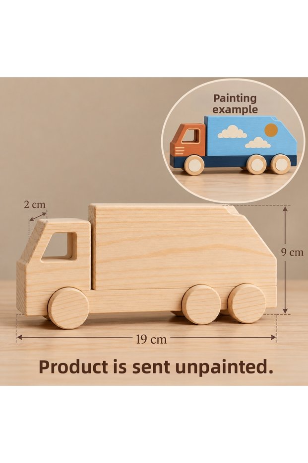 Wooden Paintable Toy Car, Handmade, Natural, Gift-Quality Toy