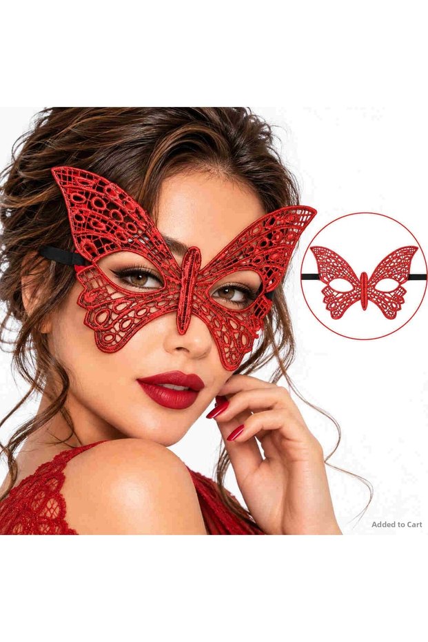 Spt-Gld Red Lace-Embroidered Mask – Venetian (214430) Ball Mask.