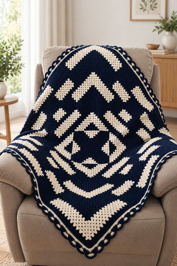 Geometric - Hand Knitted Sofa Throw & Tv Blanket & Knee Blanket