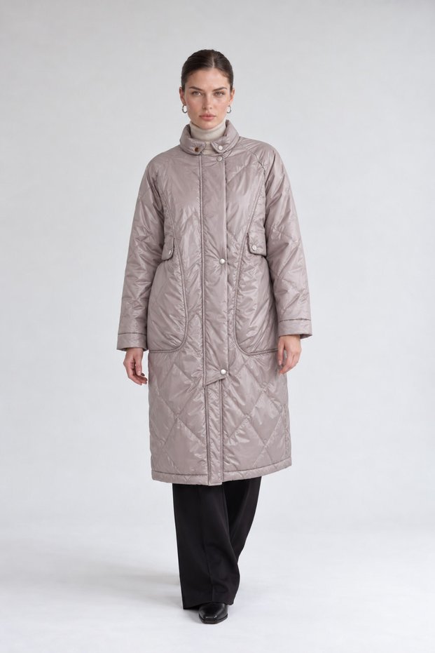 Puffer Coat with Pocket Detail