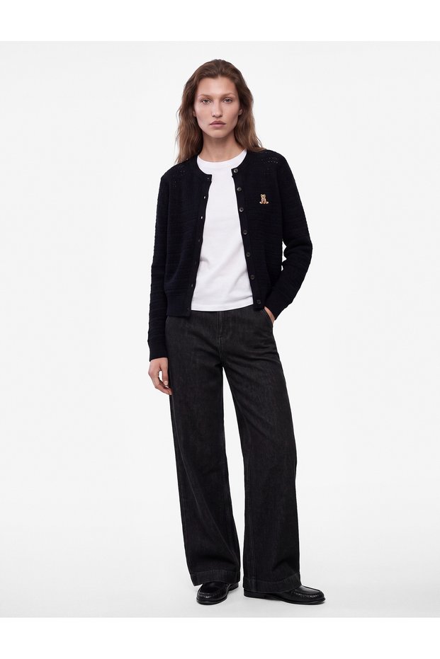 Long Sleeve Embroidered Crew Neck Knitwear Cardigan